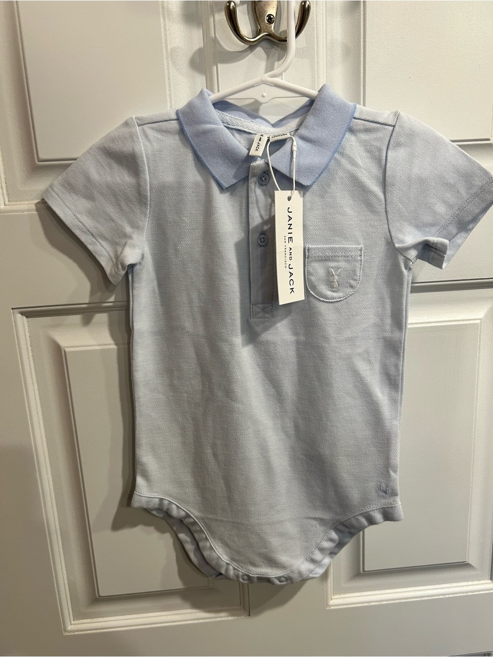 Janie and Jack Light Blue Polo-Style One-Piece Bodysuit